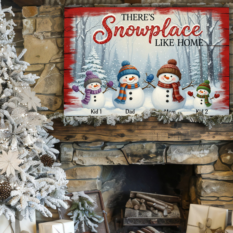 Snow Place Like Home canvas wall art with cozy winter lettering and snowflake details, perfect decor accent for living room