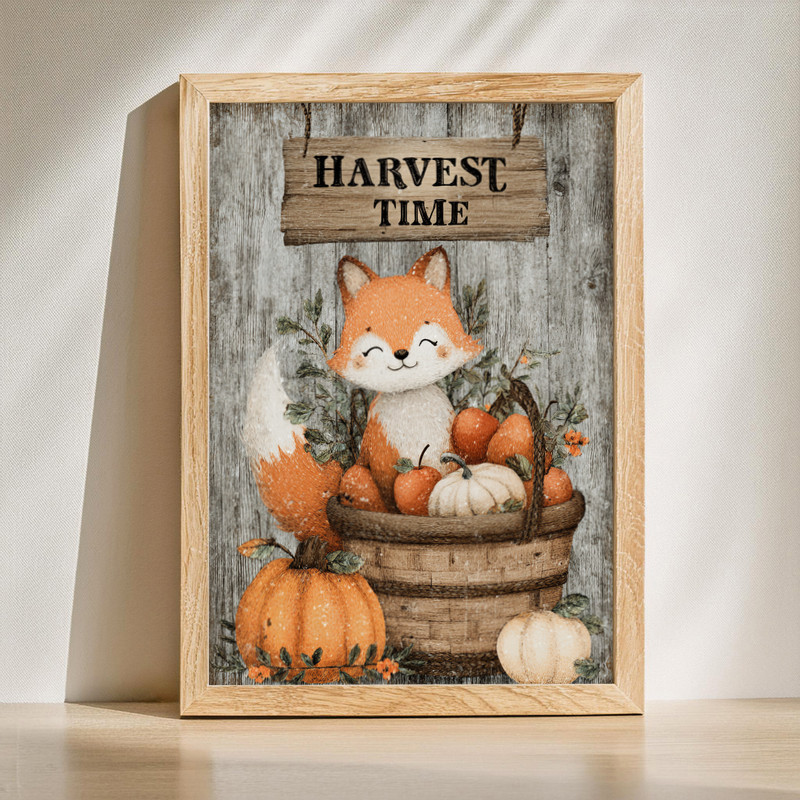 Autumn harvest farmhouse canvas wall art in warm earthy hues, rustic fall scene for cozy living room decor accents | Family Wall Decor