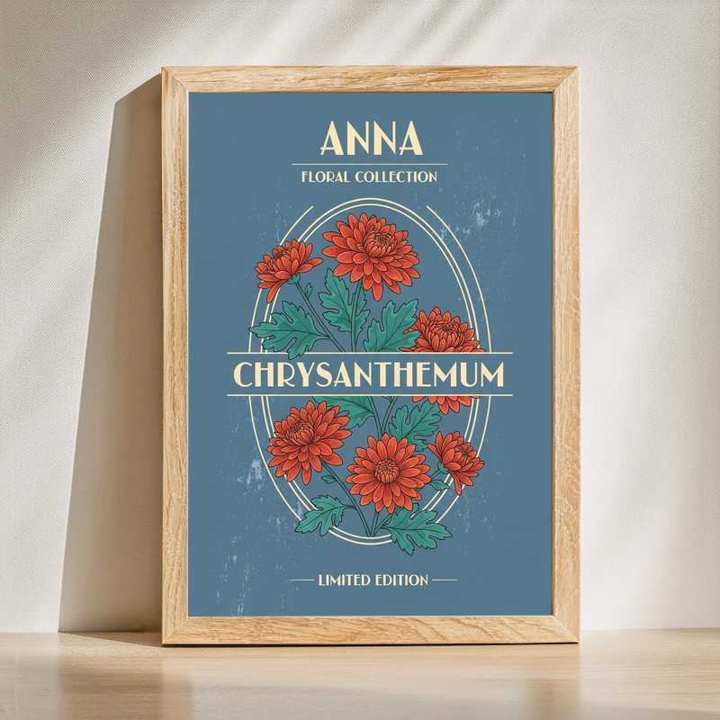 Chrysanthemums, Personalized Botanical Canvas Wall Art | Family Wall Decor