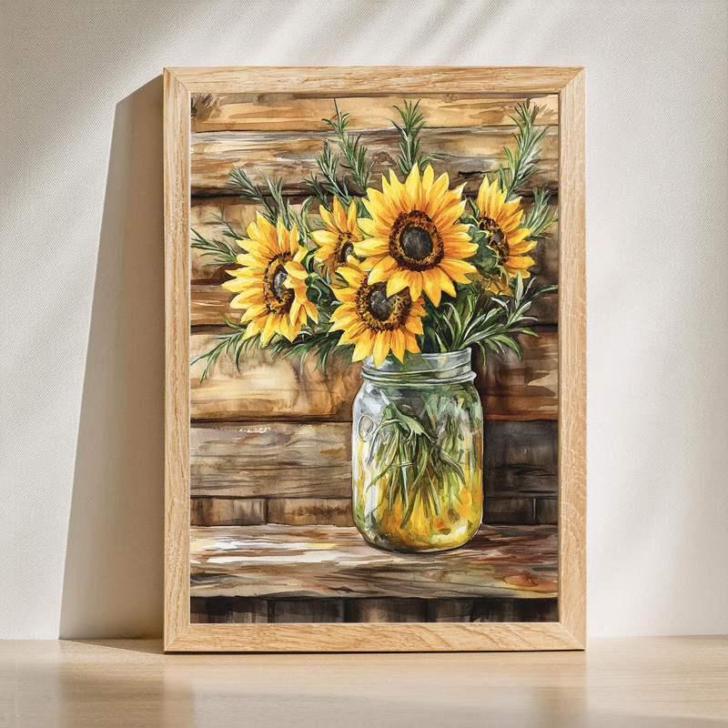 Rustic sunflower canvas wall art featuring a single golden bloom on distressed wood, portrait orientation for farmhouse decor | Family Wall Decor