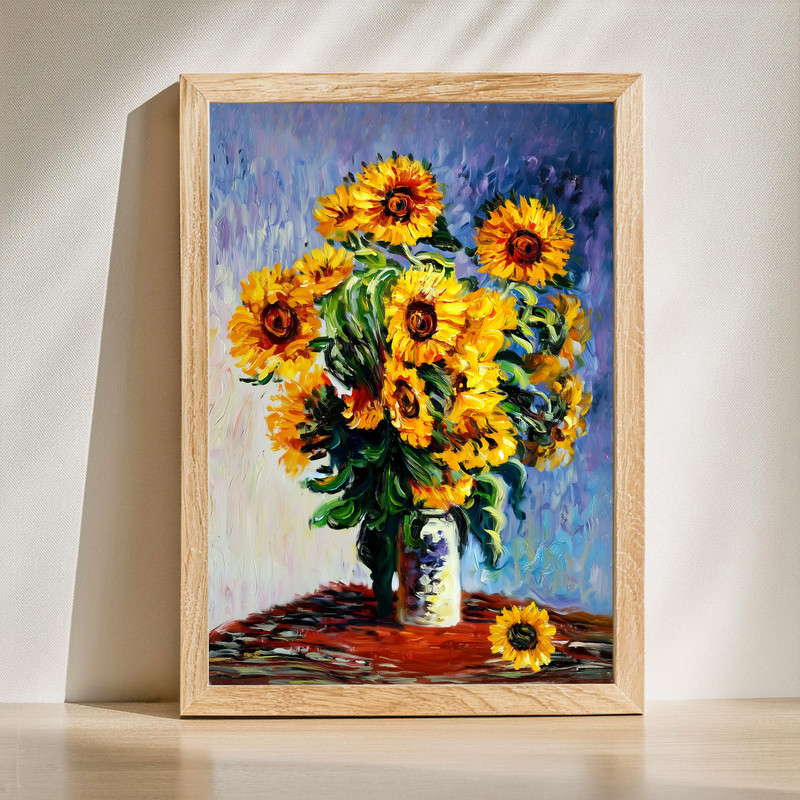 Rustic sunflowers canvas wall art with golden blooms in a glass vase on distressed wood, ideal for farmhouse kitchen decor | Family Wall Decor