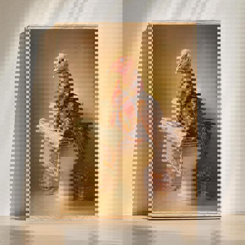 Turkey on toilet canvas wall art with plaid scarf, farmhouse bathroom decor in rustic neutral tones for country homes. | Familywalldecor