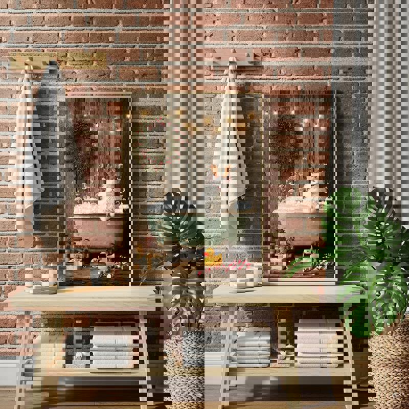 Christmas cat canvas, vertical portrait of a cat soaking in a tub with subtle holiday touches, charming gift for cat lovers Christmas cat canvas, vertical portrait of a cat soaking in a tub with subtle holiday touches, charming gift for cat lovers