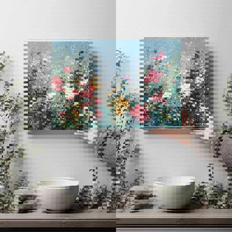 Holiday Bloom – Festive Garden Bathroom Decoration Canvas Wall Art