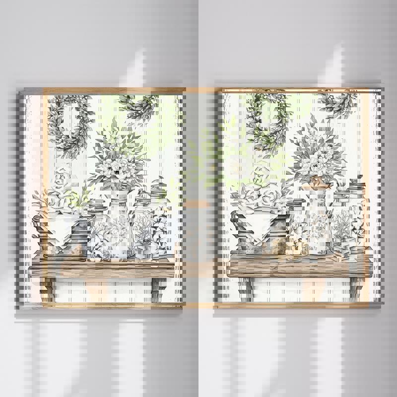 Farmhouse bathroom canvas wall art, rustic decoration in calming neutral tones to bring serene, spa-like charm to your walls | Familywalldecor