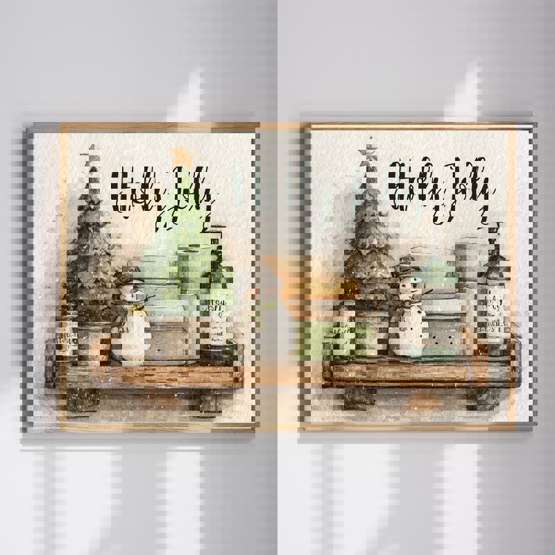 Cozy Festive Farmhouse Still Life Canvas for Holiday Bathroom Charm | Family Wall Decor