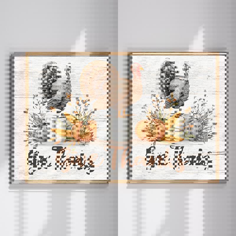 Funny Thanksgiving turkey canvas wall art for bathroom decor with comical turkey graphic and fall accents for seasonal flair | Familywalldecor