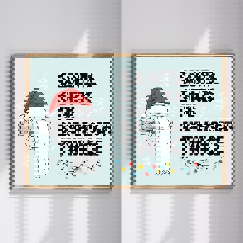 Christmas bathroom reminder canvas wall art with 'Replace the Roll' and toilet paper roll graphic in festive red and green | Familywalldecor