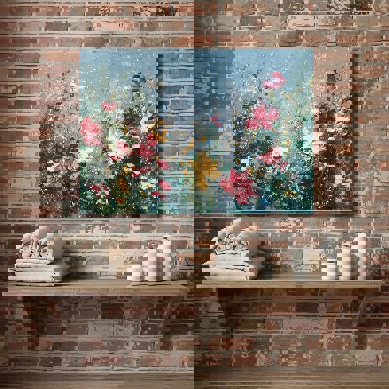 Holiday Bloom – Festive Garden Bathroom Decoration Canvas Wall Art