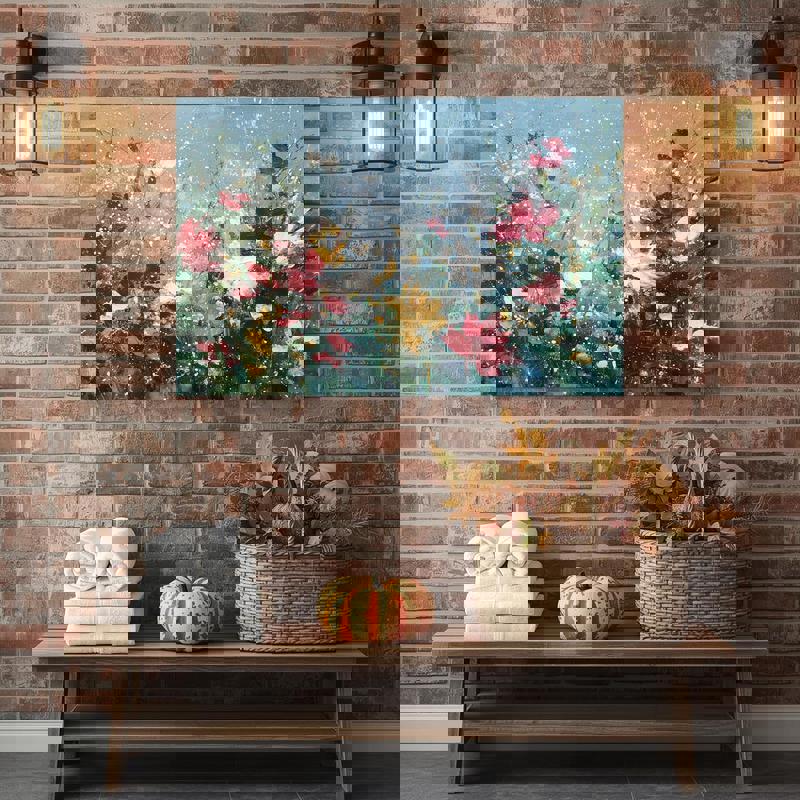 Holiday Bloom – Festive Garden Bathroom Decoration Canvas Wall Art