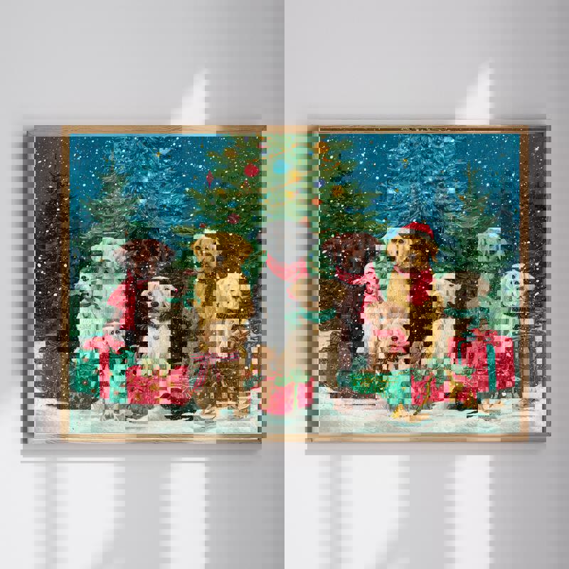 Christmas dog canvas wall art for bedroom decor, festive holiday accent for dog lovers with cozy seasonal charm | Familywalldecor