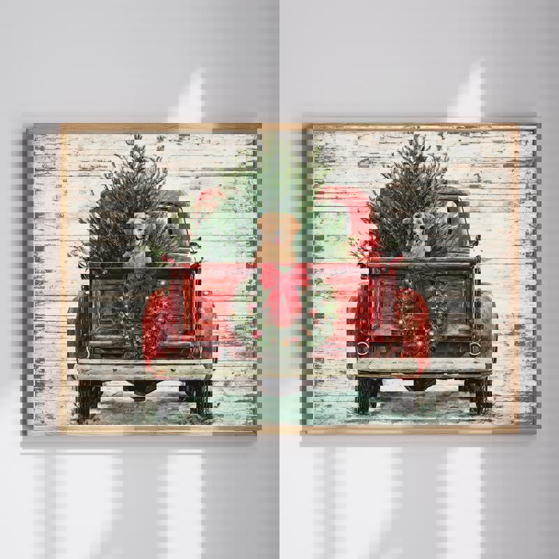 Christmas in the Heartland bedroom accent canvas showcasing a rustic rural winter landscape with farmhouse and snowy pines | Familywalldecor