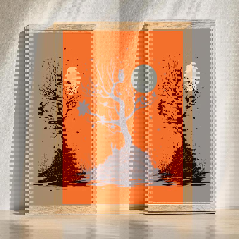 Autumn forest canvas wall art with golden foliage and sunlit path, perfect Thanksgiving living room or bedroom wall decor | Familywalldecor