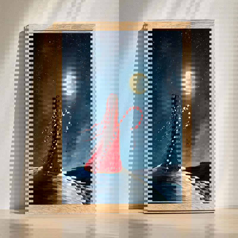 Candy Cane Fairy canvas wall art, whimsical holiday scene with red and white stripes for festive bedroom decor, portrait | Familywalldecor