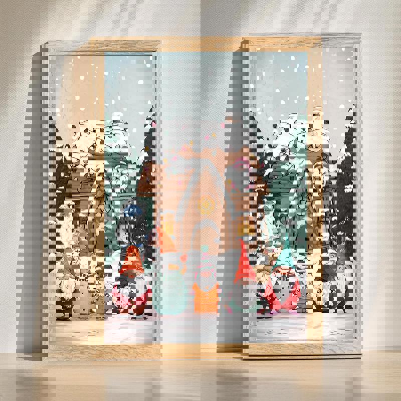 Christmas cottage winter holiday canvas wall art for bedroom and living room decor, snowy cabin, warm-lit windows, pine trees | Familywalldecor