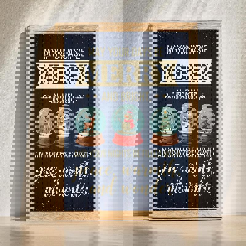 Christmas canvas wall art featuring 'May Your Days Be Merry And Bright' quote for cozy bedroom decor, landscape orientation | Familywalldecor