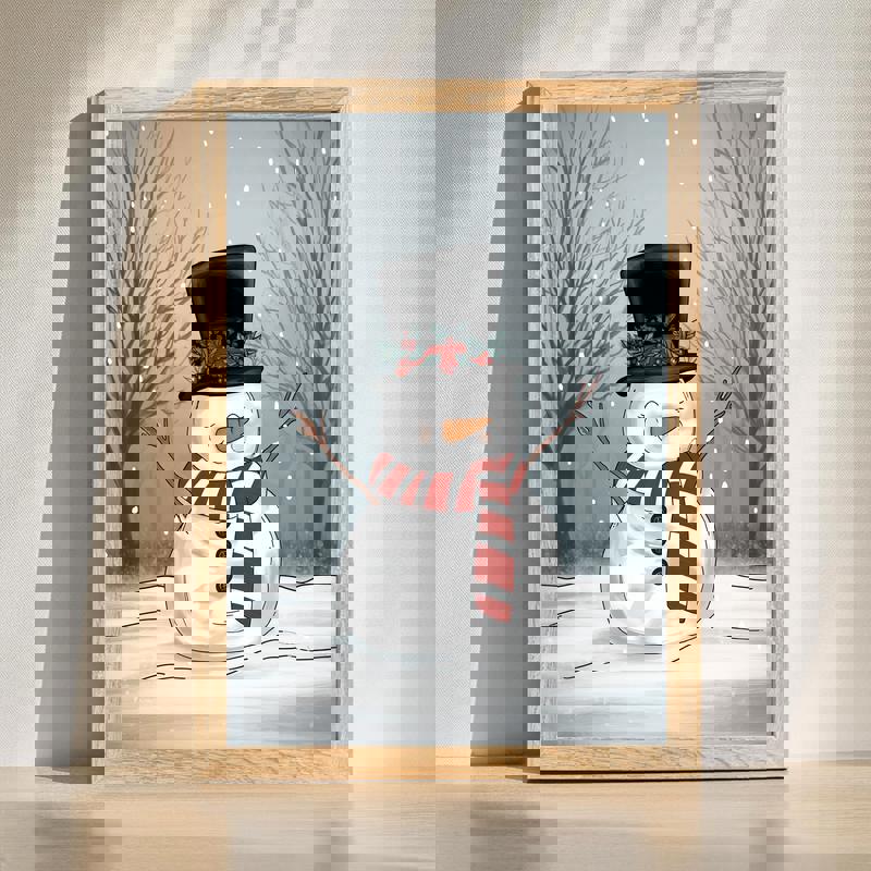 whimsical christmas canvas featuring a cheerful little snowman for cozy holiday bedroom decor, winter wall art accent | Familywalldecor