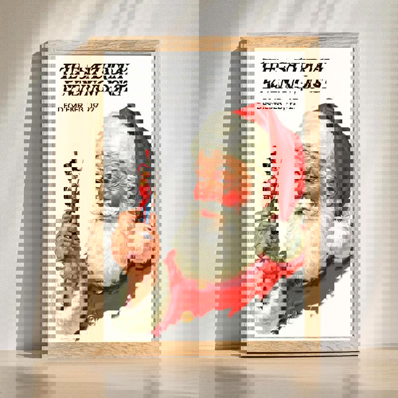 Vintage Santa Christmas canvas wall art featuring a 1927 magazine cover-style illustration, classic red suit and white beard | Familywalldecor