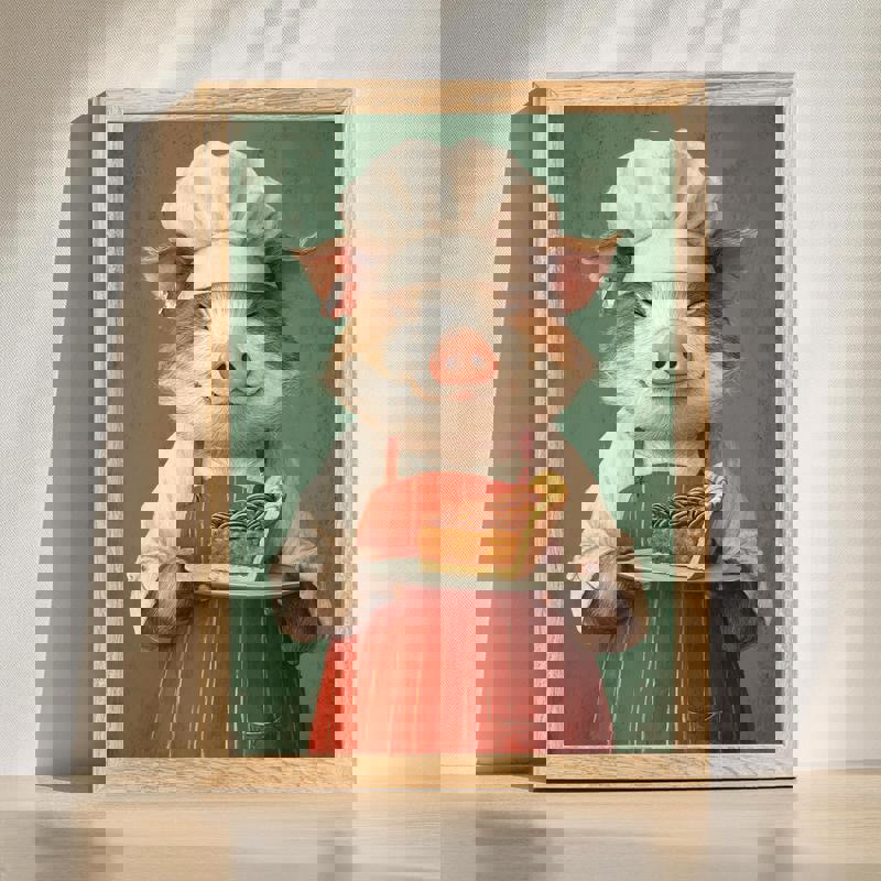 Pig with pecan holiday kitchen canvas wall art, funny farmhouse decor for seasonal cooking spaces and everyday display | Family Wall Decor