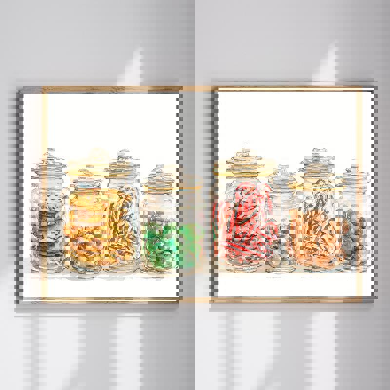 Festive holiday candy Christmas kitchen canvas wall art featuring candy canes and peppermint swirls for joyful seasonal decor | Family Wall Decor