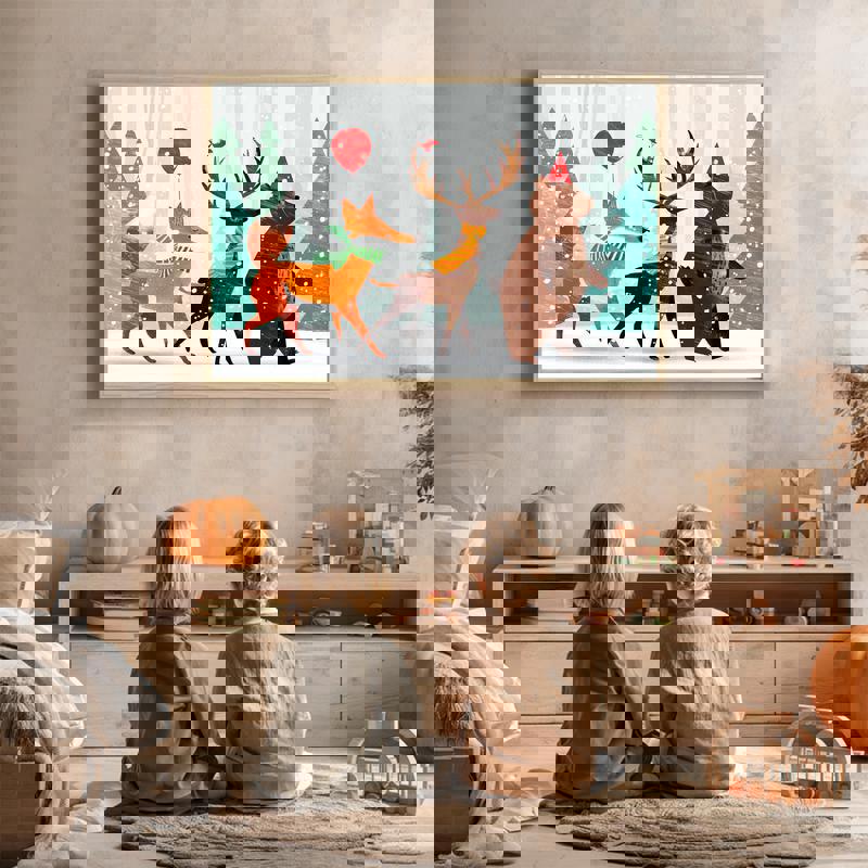 Christmas Abbey Road canvas wall art, whimsical snowy street scene with twinkling lights, sweet for nursery or playroom decor Christmas Abbey Road canvas wall art, whimsical snowy street scene with twinkling lights, sweet for nursery or playroom decor