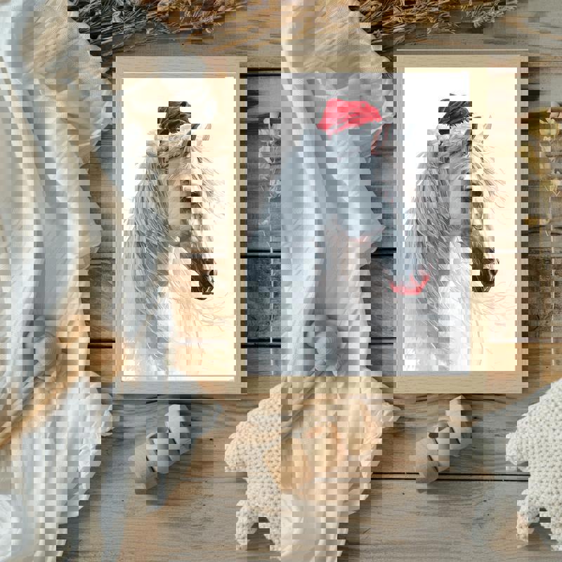 Majestic horse Santa canvas, landscape Christmas decor for kids' bedroom, cheerful winter wall art with playful style Majestic horse Santa canvas, landscape Christmas decor for kids' bedroom, cheerful winter wall art with playful style