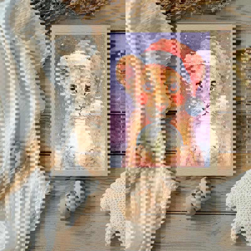 Baby lion canvas wall art, sweet nursery decoration for toddlers and kids' rooms; animal theme adds warmth to play spaces