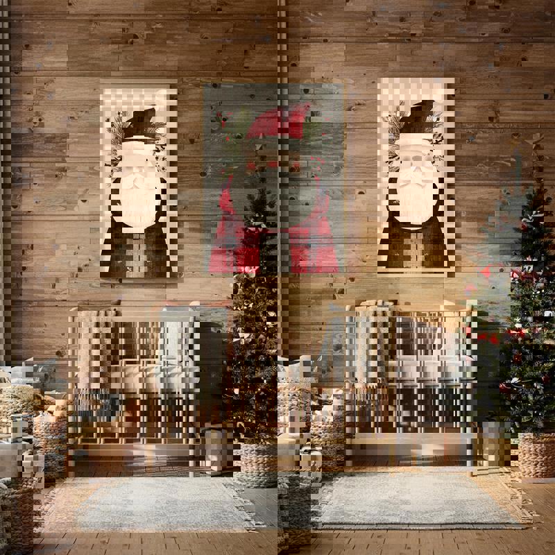 Santa holiday farmhouse canvas wall art, festive kids’ room decor that adds cozy Christmas cheer to a toddler bedroom