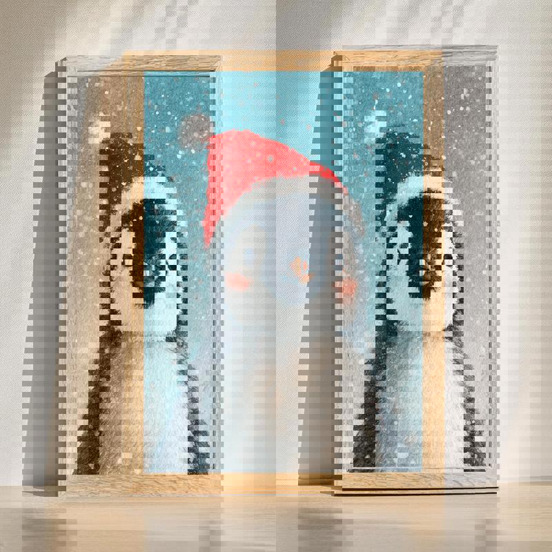 Cute cartoon penguin canvas wall art for toddler and kids room, pastel palette and minimalist design, portrait orientation | Family Wall Decor CA