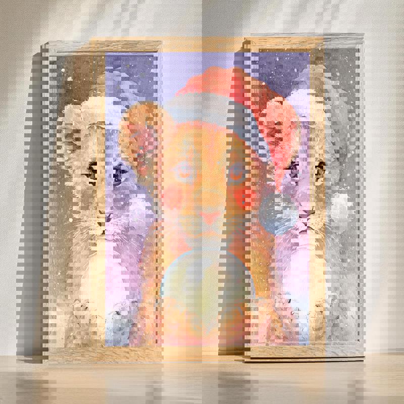 Baby lion canvas wall art for nursery and kids' room decor, cute safari cub design in gentle tones for calming toddler spaces