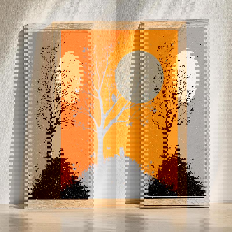 Autumn landscape canvas wall art with warm fall foliage and golden trees, ideal for bedroom or home office wall decor | Familywalldecor