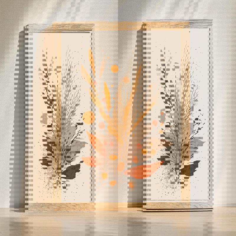 Autumn leaves Thanksgiving canvas wall art, flat illustration in warm earthy tones for cozy home office decoration | Family Wall Decor