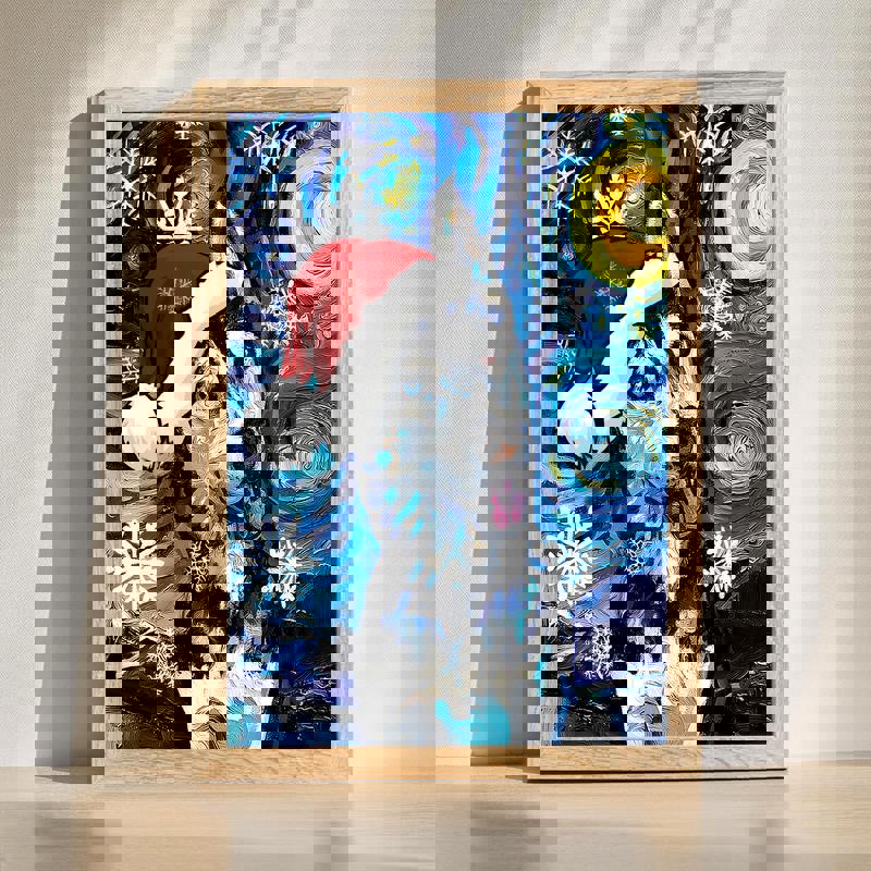 Happy Husky Santa For Modern Farmhouse Home Office Decoration Canvas | Family Wall Decor