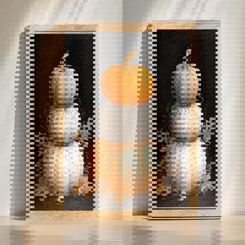 Harvest pumpkins canvas wall art featuring assorted autumn gourds and leaves, ideal for cozy home office wall decor. | Familywalldecor