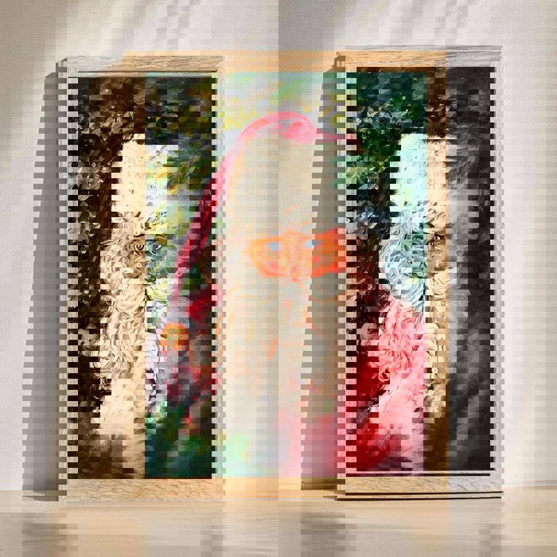 Secret Santa Whisper Christmas canvas wall art for festive holiday home office decor, cheerful seasonal artwork | Familywalldecor