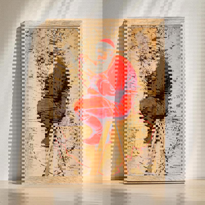 Vintage Santa Claus canvas wall art with naughty and nice list, classic Christmas decor for cozy home office or study | Familywalldecor