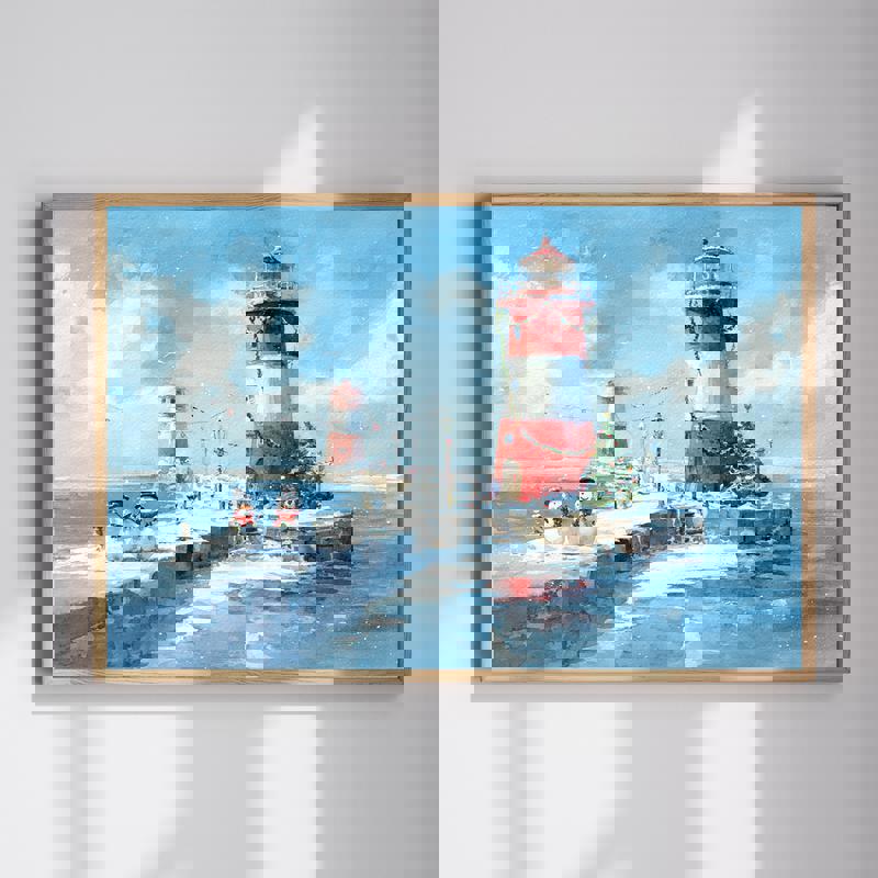 Christmas landscape canvas wall art featuring snowy mountains under a winter sky, perfect for cozy home office wall decor | Familywalldecor