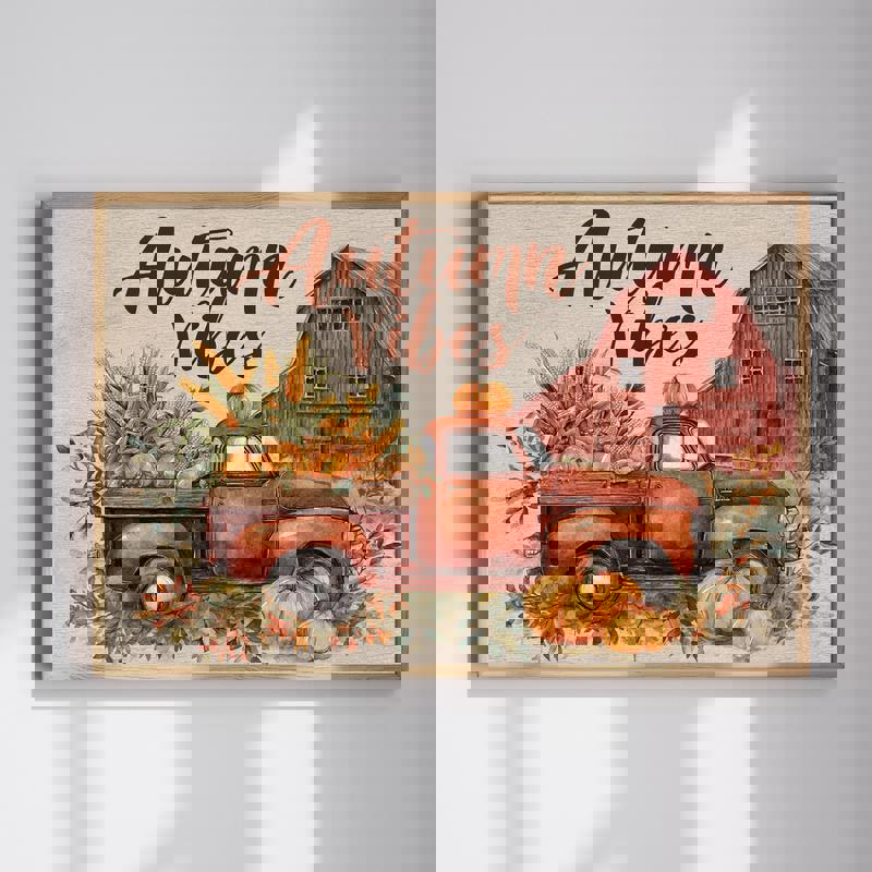 Red Truck & Barn, Watercolor Farmhouse For Home Office Canvas | Family Wall Decor