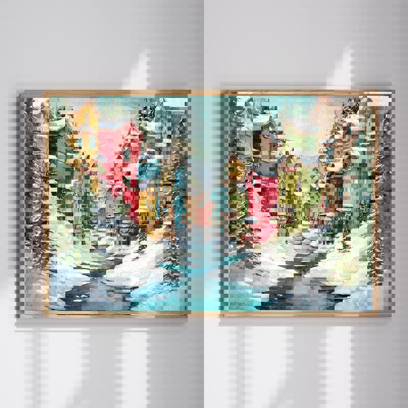 Snowy Canyon Christmas canvas wall art with a winter canyon landscape and snow-dusted cliffs, ideal for festive home office | Familywalldecor