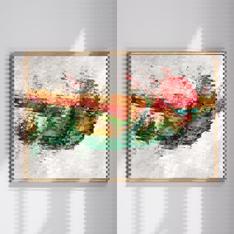 Christmas geometric swimmer canvas for man cave wall decor, modern abstract athlete in festive colors on minimalist art print | Familywalldecor