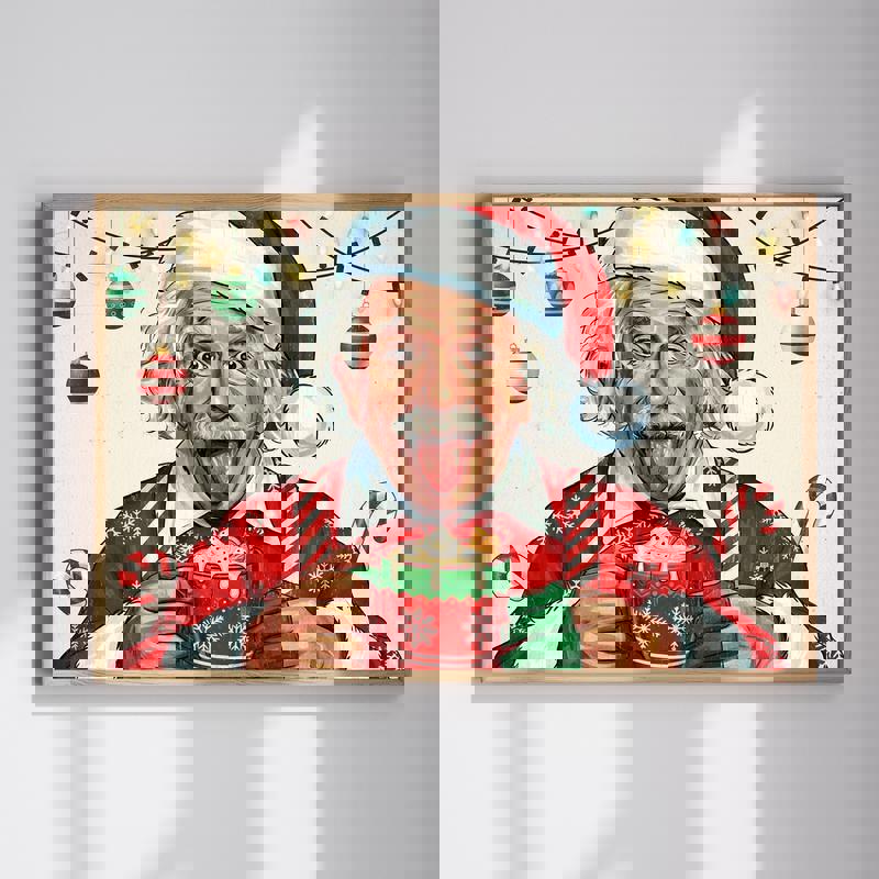 Merry & Wise holiday man cave canvas wall art featuring 'Holiday Vibes Only' typography, festive accent for a masculine den | Familywalldecor