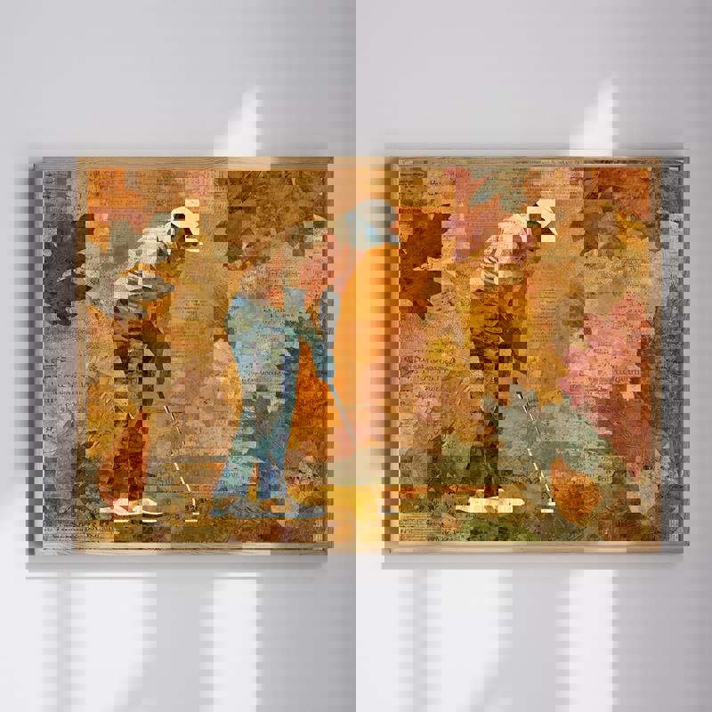 Thankful for the Game canvas wall art, autumn sports decor for man cave, rustic typography with fall leaves in warm tones | Familywalldecor