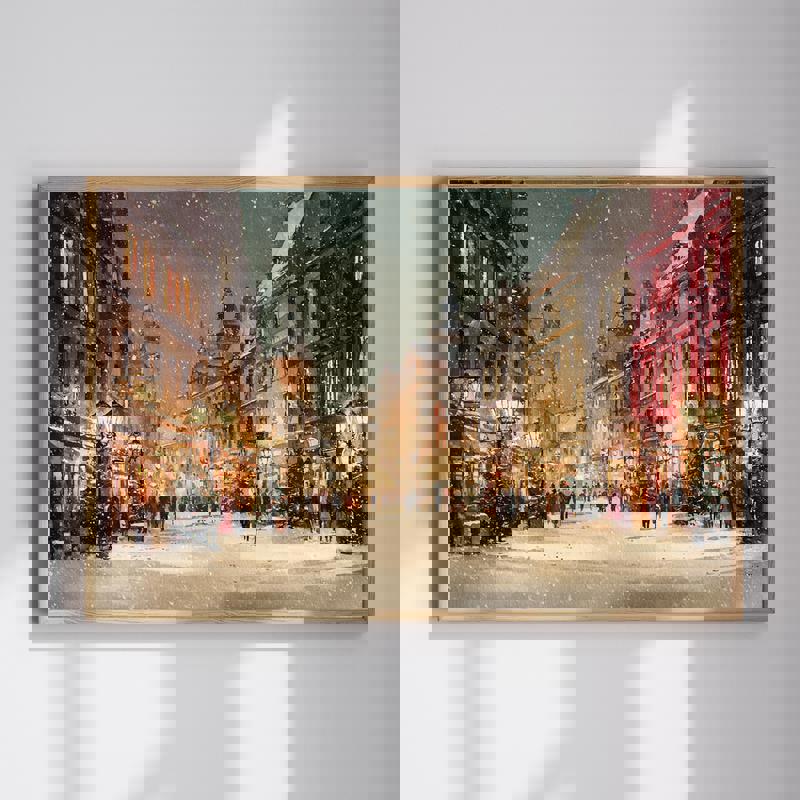 Vintage cityscape canvas wall art in sepia tones, panoramic orientation, perfect accent for a man cave or industrial decor | Familywalldecor