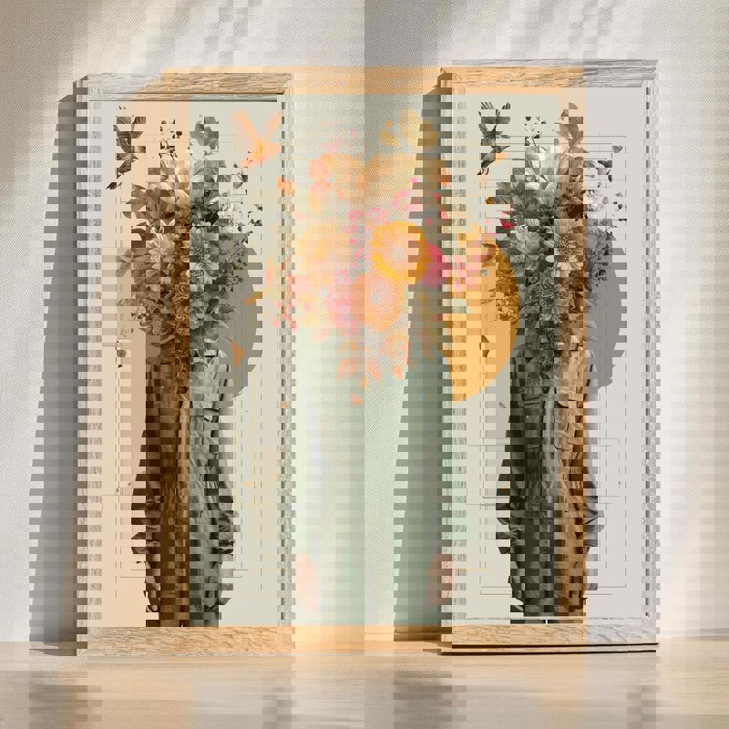 Surreal Thanksgiving Portrait canvas wall art for man cave decor, moody dark palette, horizontal layout, harvest motifs | Familywalldecor