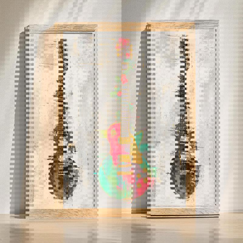 Electric Noel holiday string lights canvas wall art featuring red, green, and gold strands, bold glow for man cave decor | Familywalldecor