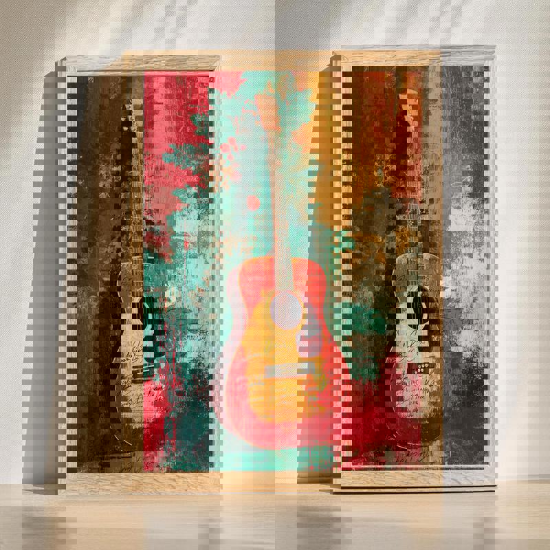 Christmas music canvas wall art for man cave decor, featuring a string motif with festive notes; ideal gift for music lovers. | Familywalldecor