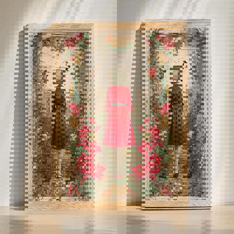 Retro Christmas collage canvas for man cave decor, featuring nostalgic holiday motifs in vintage style and red-green tones. | Familywalldecor