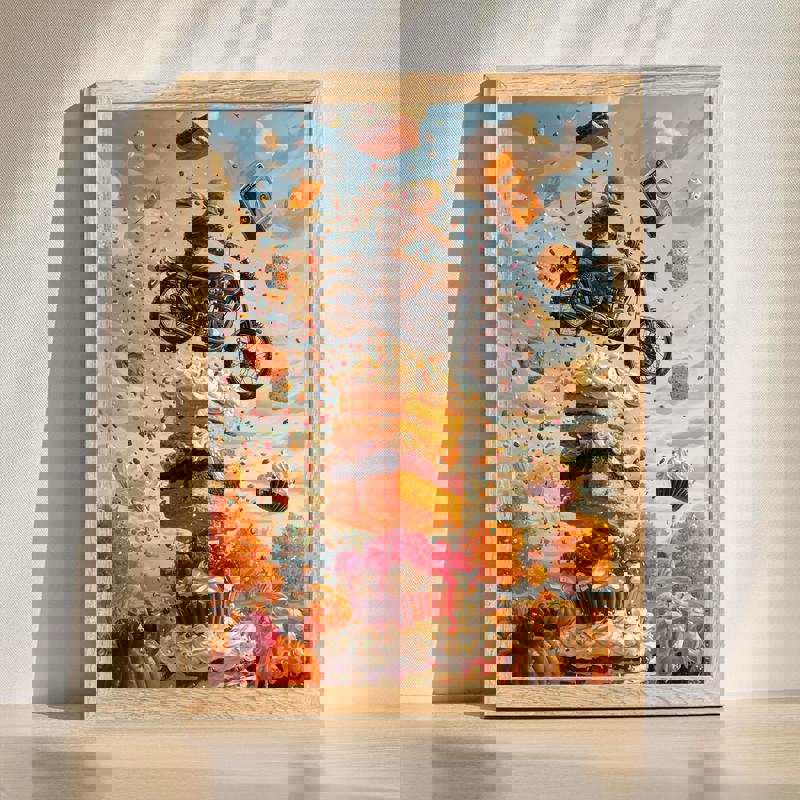 Classic ride over golden harvest fields at sunset canvas wall art for man cave decor, rustic landscape automotive theme | Familywalldecor