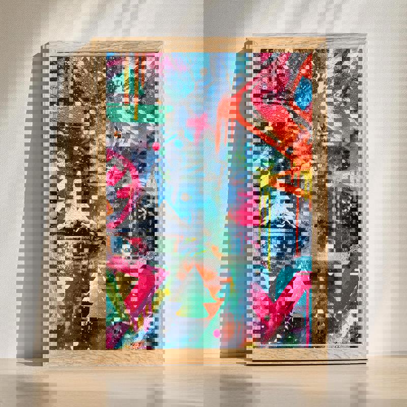 Vibrant abstract Christmas art canvas for man cave decor, bold brushstrokes in red and green with gold accents, landscape | Familywalldecor