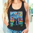 Aja 星月夜に2匹の黒猫 カラフルアート タンクトップ
